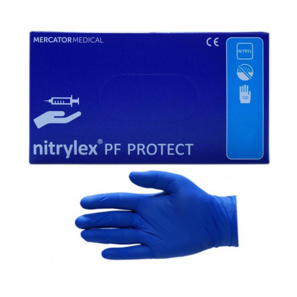 Перчатки нитриловые Nitrylex PF Protect нестерильные, неопудренные, текстурированные