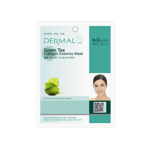 Маска для лица Dermal Green Tea Collagen косметическая с коллагеном и экстрактом зеленого чая, 23 гр