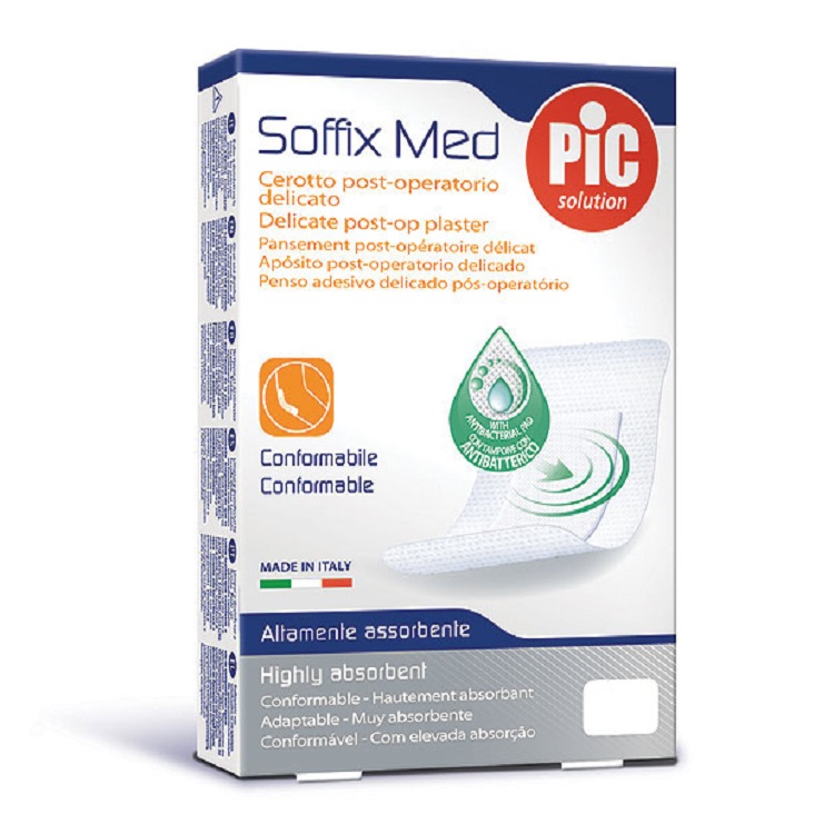 Пластырь Soffix Med стерильный послеоперационный с антибактериальной подушечкой для чувствительной кожи, 5шт