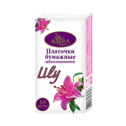 Платочки бумажные Amra Lily с ароматом лилии