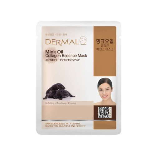 Маска для лица Dermal Mink Oil Collagen косметическая с коллагеном и маслом норки, 23 гр