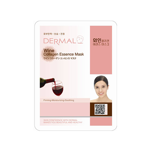 Маска для лица Dermal Wine Collagen косметическая с коллагеном и экстрактом красного вина, 23 гр
