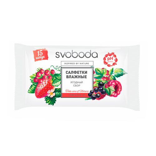 Салфетки влажные Svoboda "Ягодный сбор" освежающие