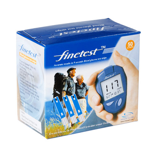 Тест-полоски Infopia Finetest для определения уровня глюкозы в крови Тест-полоски Infopia Finetest для определения уровня глюкозы в крови