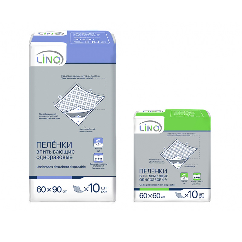 Пеленки впитывающие одноразовые Lino Пеленки впитывающие одноразовые Lino