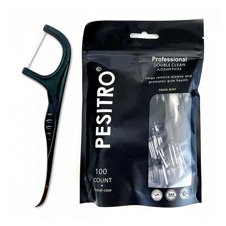 Нить зубная с держателем Pesitro Double Clean Floss, 100 шт
