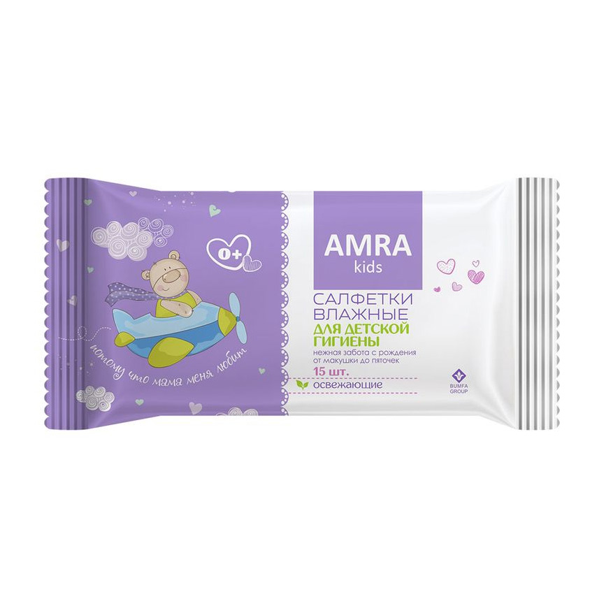 Салфетки влажные для детской гигиены Amra освежающие Салфетки влажные для детской гигиены Amra освежающие