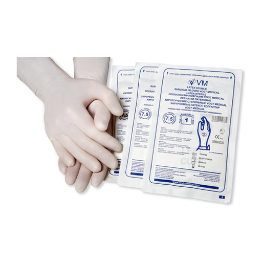Перчатки хирургические латексные Vogt Medical стерильные, опудренные Перчатки хирургические латексные Vogt Medical стерильные, опудренные