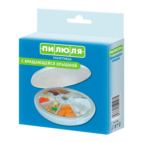 Таблетница ПИЛЮЛЯ на неделю с вращающейся крышкой Таблетница ПИЛЮЛЯ на неделю с вращающейся крышкой