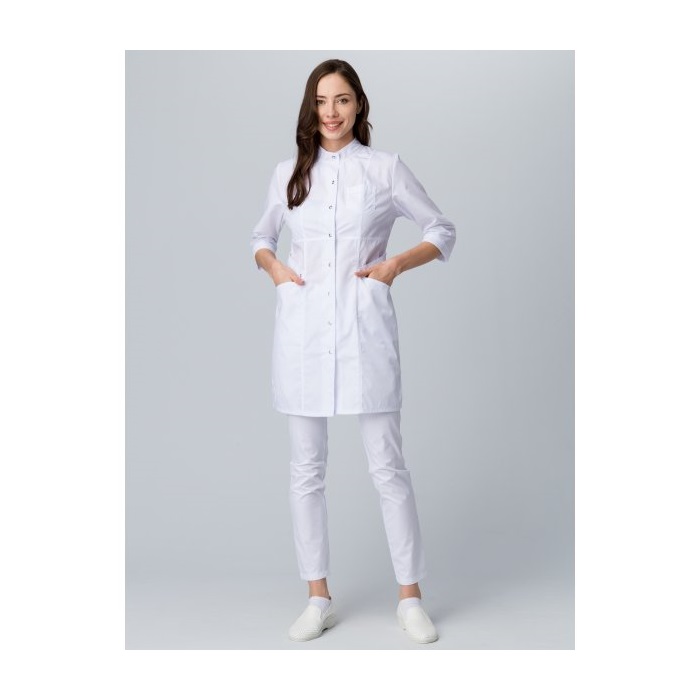 Халат медицинский женский Симпл-001 (тк. Смесовая, 120) MedLine, белый