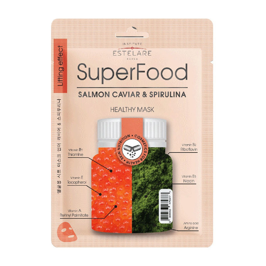 Маска тканевая для лица Estelare SuperFood "Икра лосося и Спирулина", 25 гр