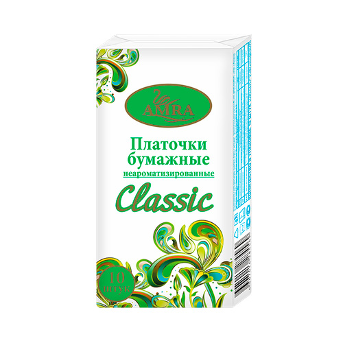Платочки бумажные Amra Classic неароматизированные Платочки бумажные Amra Classic неароматизированные