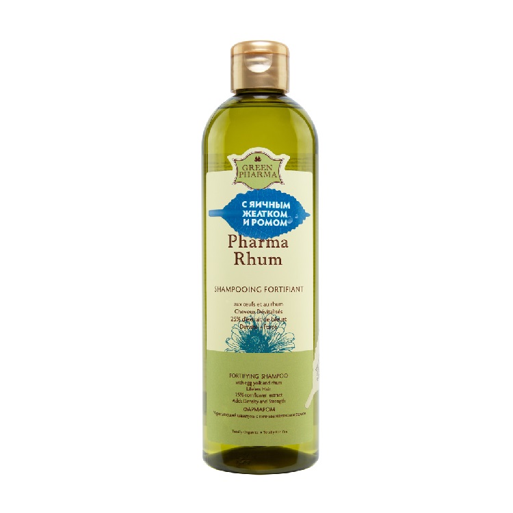 Шампунь укрепляющий Green Pharma "Фармаром" с яичным желтком и ромом, 500 мл
