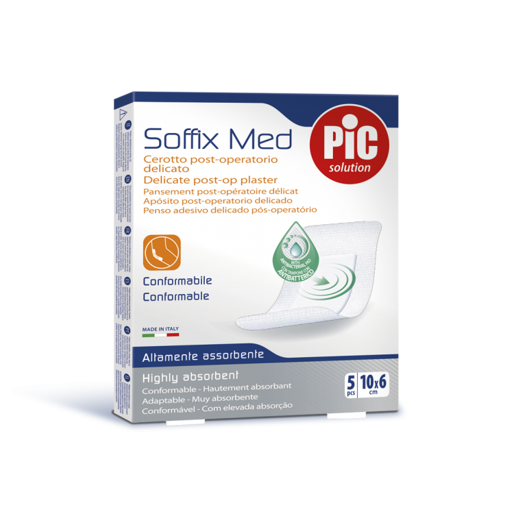 Пластырь Soffix Med стерильный послеоперационный с антибактериальной подушечкой для чувствительной кожи, 5шт