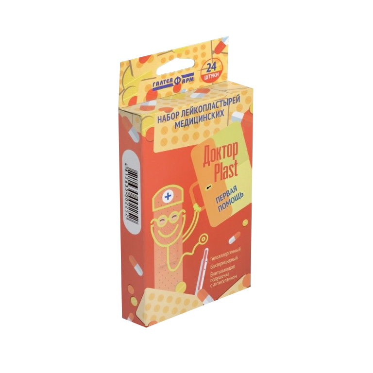 Набор бактерицидных лейкопластырей "Доктор Plast. Первая помощь", 24 шт Набор бактерицидных лейкопластырей "Доктор Plast. Первая помощь", 24 шт
