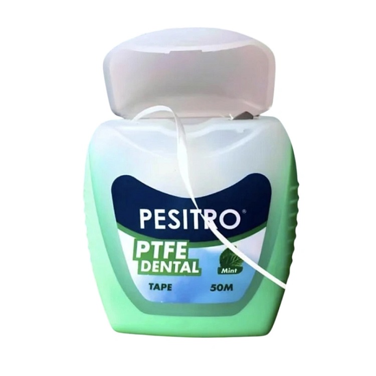 Нить зубная плоская Pesitro PTFE Effortless Clean, мятная, 50 м