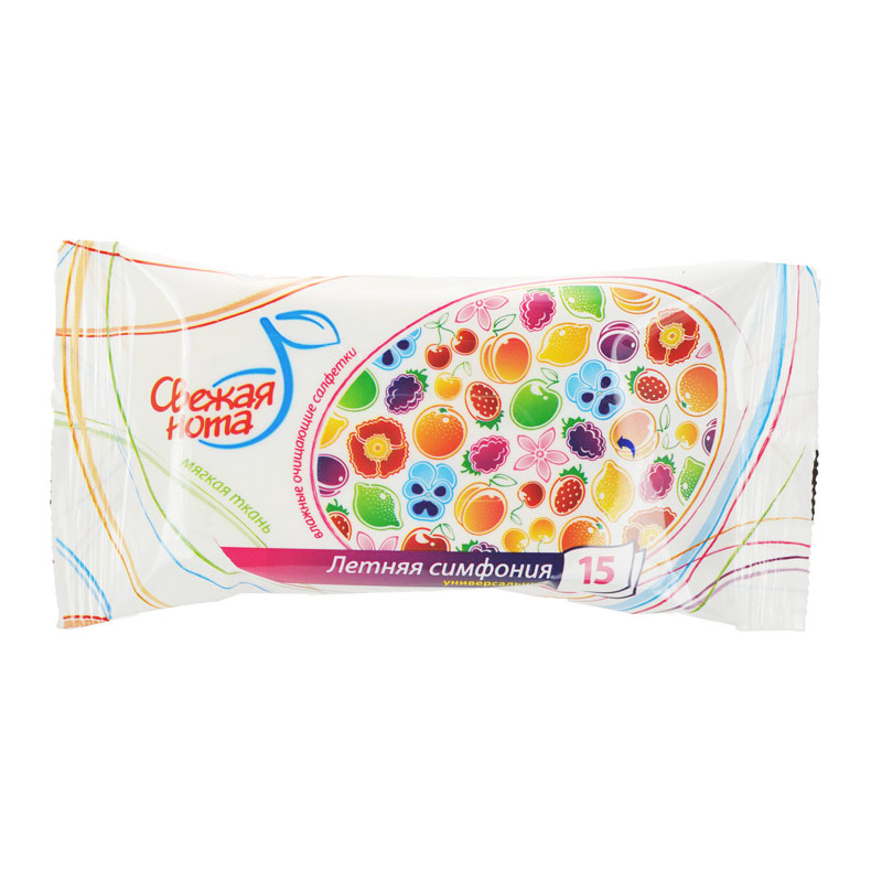 Салфетки влажные универсальные "Свежая нота" "Летняя симфония", очищающие Салфетки влажные универсальные "Свежая нота" "Летняя симфония", очищающие