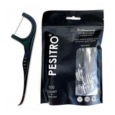 Нить зубная с держателем Pesitro Double Clean Floss, 100 шт