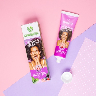 Паста зубная Synergetic "Для чувствительных зубов и десен" ягоды+мята, 100 гр