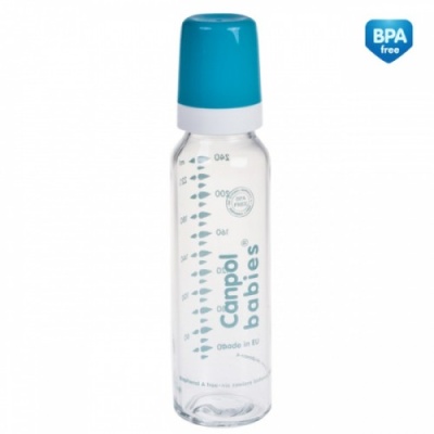 Бутылочка для кормления Canpol Babies стеклянная, соска из силикона, быстрый поток, 240 мл, 42/101