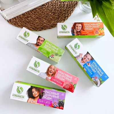 Паста зубная Synergetic "Деликатное отбеливание", малина+мята, 100 гр
